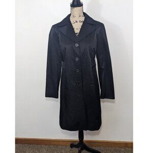 Michael Kors Black Trench Coat Button Front Women’s Size M